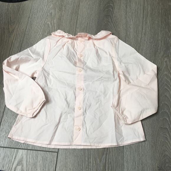 Carrement Beau Girls Long Sleeve Back Buttons Blouse Top Pastel Pink Cotton 4A - Picture 2 of 10